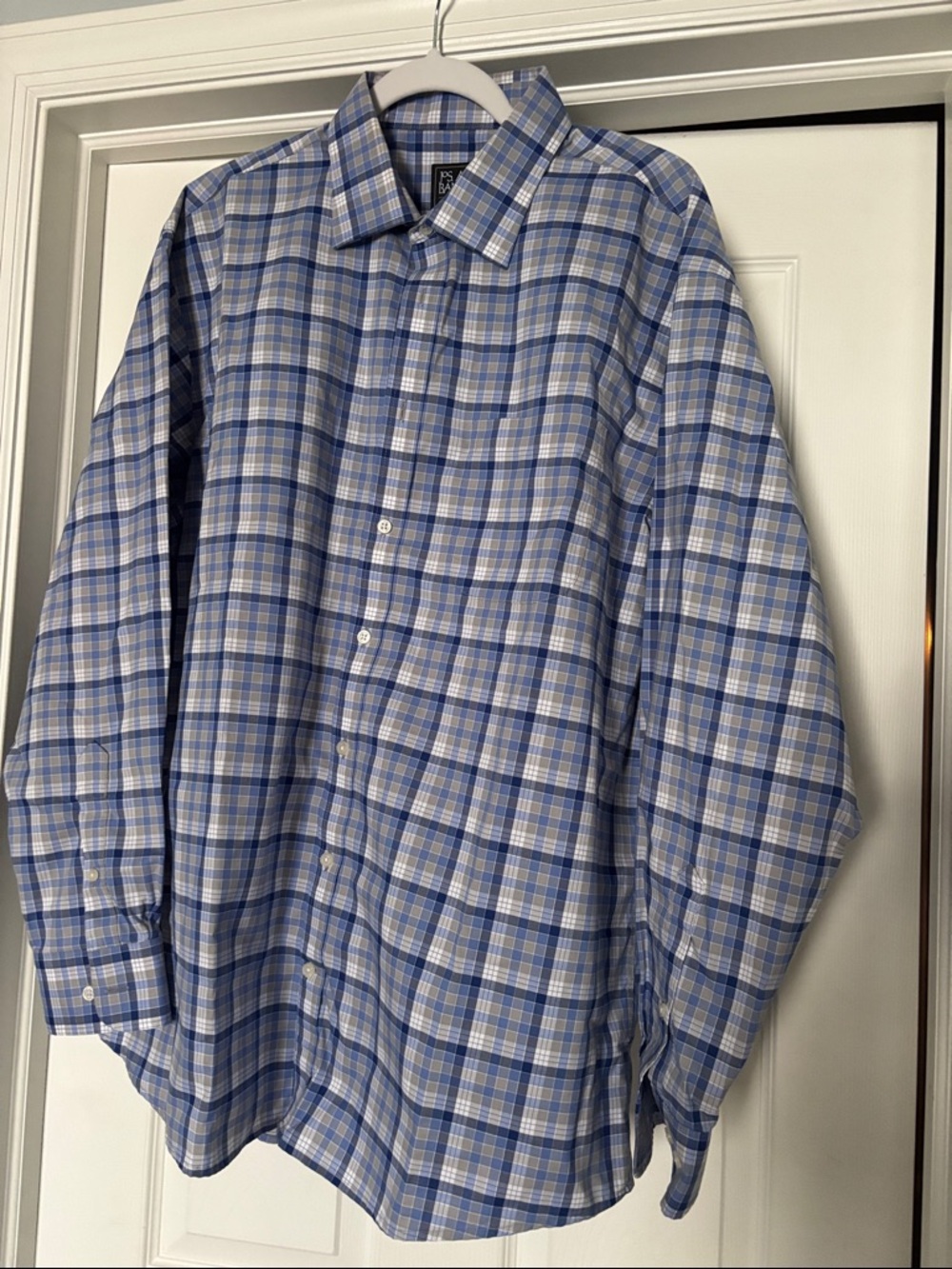 Jos. A. Bank Blue and White Plaid Dress Shirt Size XL